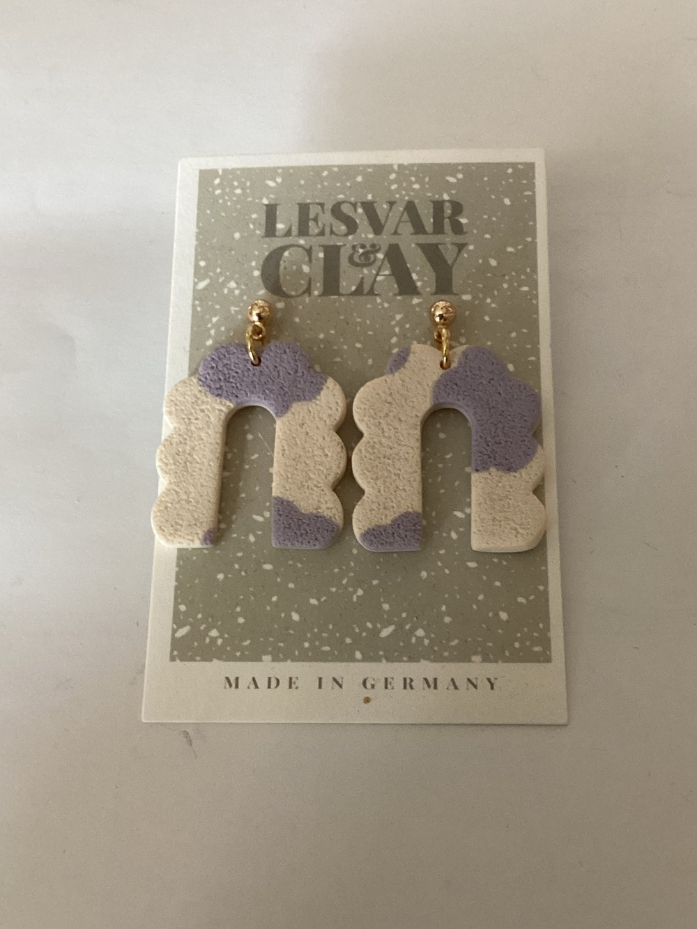 LESVAR & CLAY Lavender + Cream Arch Earrings